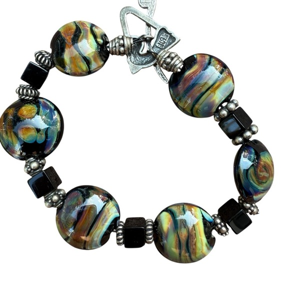 Mique Sterling Silver 925 Glass Beaded Bracelet Artisan Design - Picture 6 of 16